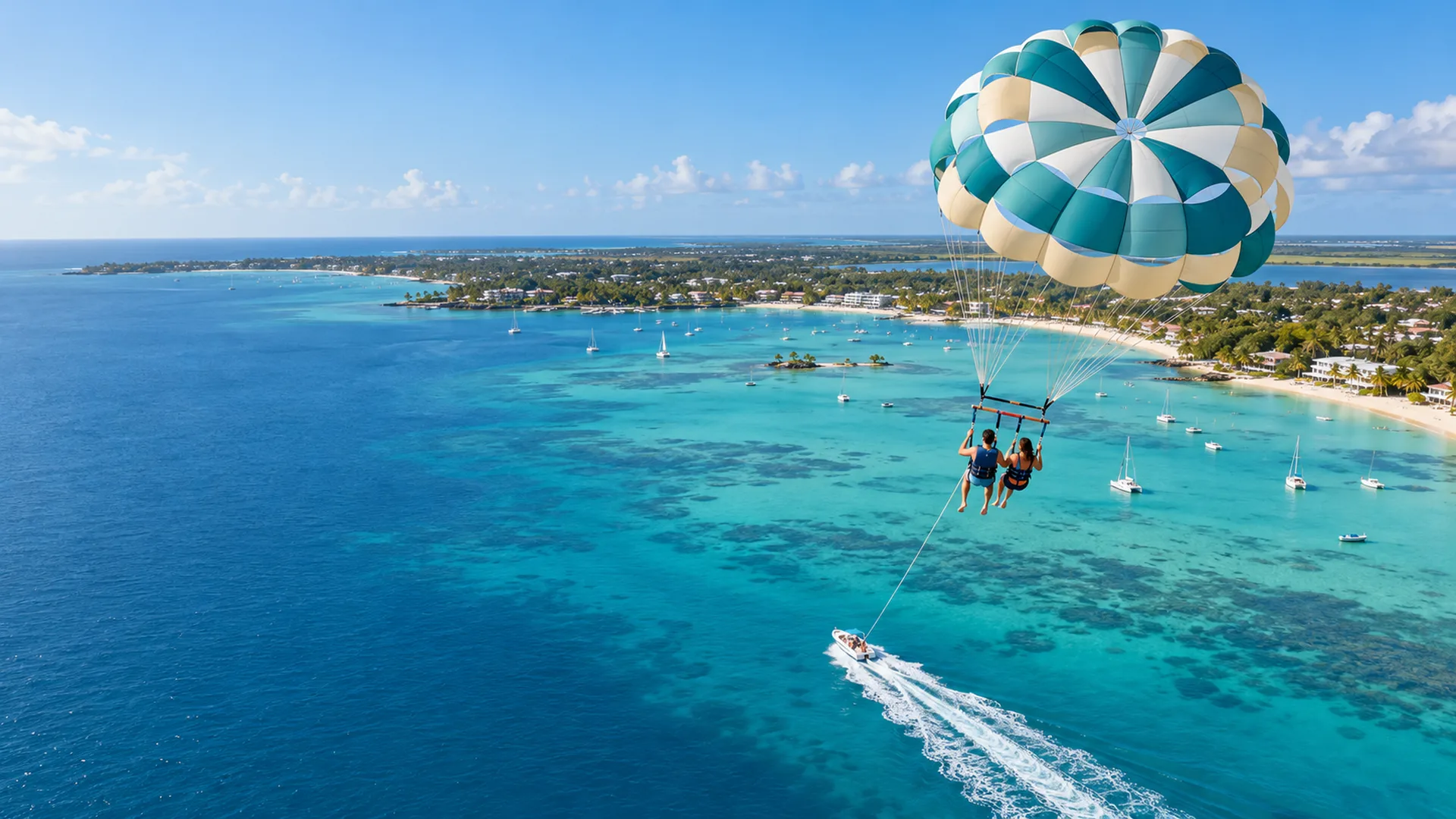 Parachute ascensionnel au-dessus de Grand Baie