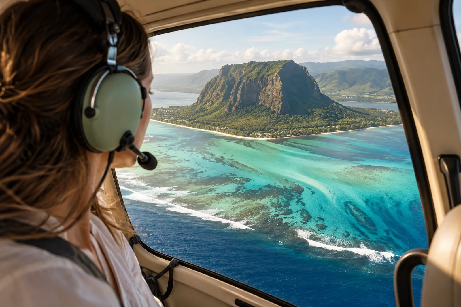 Survol en hélicoptère de l’Île Maurice et de la Cascade sous-marine, un moment de l'excursion organisée par Royal Keys à l'île Maurice
