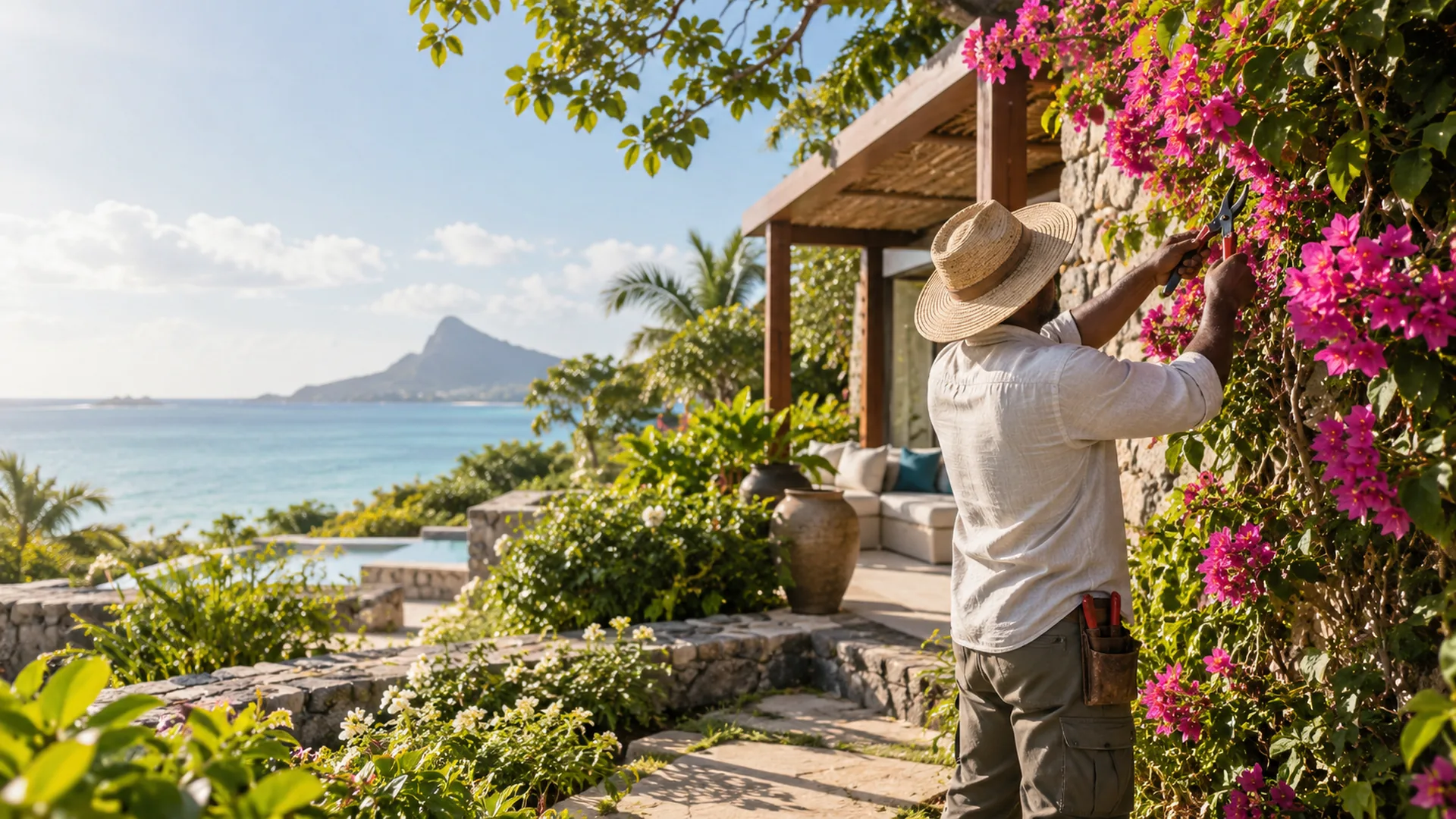 Jardinier à l'île Maurice, un service de la conciergerie Royal Keys